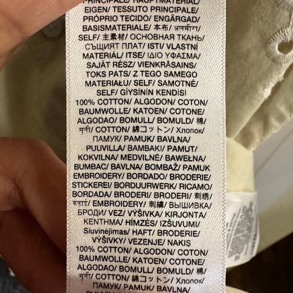 NWT 7 FOR ALL MANKIND Puff Sleeve Embroidered Tunic Top Beige Medium Oversized - Picture 7 of 10